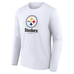 Pittsburgh Steelers Logo Team Lockup Long Sleeve T-Shirt - White T-shirts
