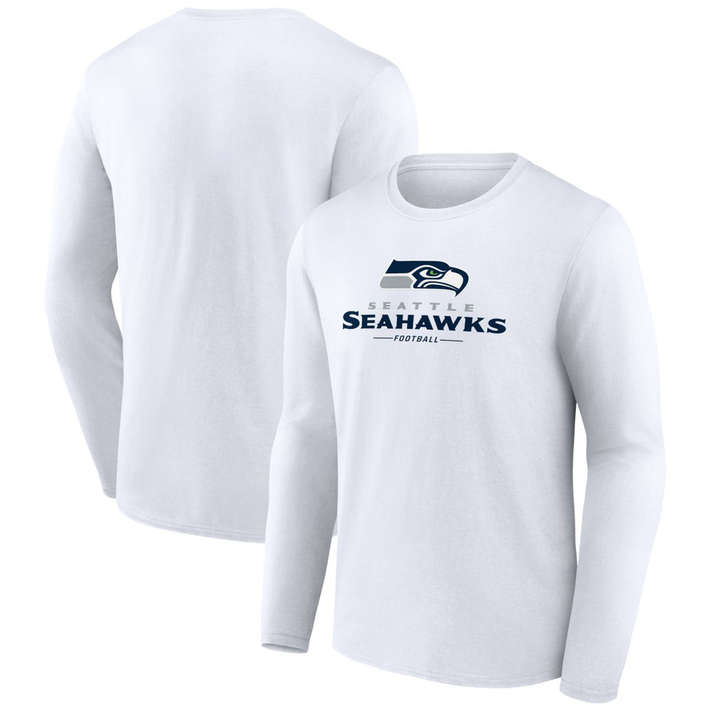 Seattle Seahawks Logo Team Lockup Long Sleeve T-Shirt - White T-shirts
