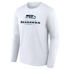 Seattle Seahawks Logo Team Lockup Long Sleeve T-Shirt - White T-shirts