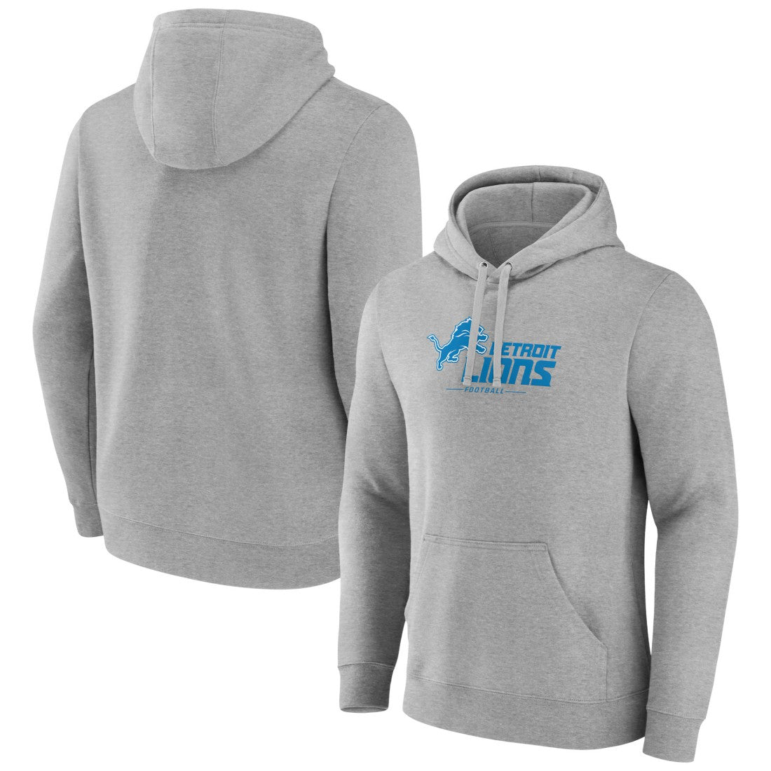 Detroit Lions Primary Logo Team Lockup Fitted Pullover Hoodie - Gray Hoodies