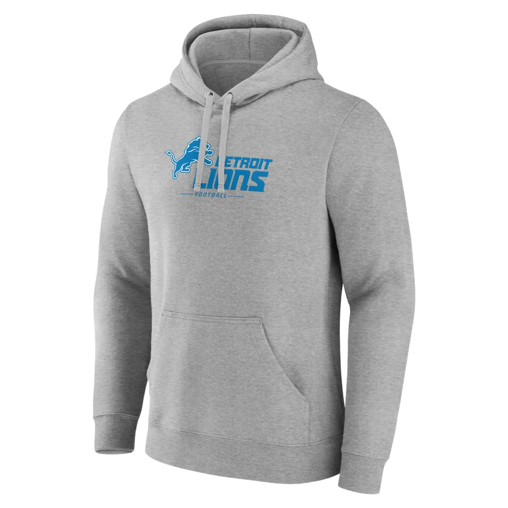 Detroit Lions Primary Logo Team Lockup Fitted Pullover Hoodie - Gray Hoodies