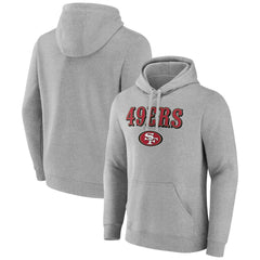 San Francisco 49ers Primary Logo Team Lockup Fitted Pullover Hoodie - Gray Hoodies