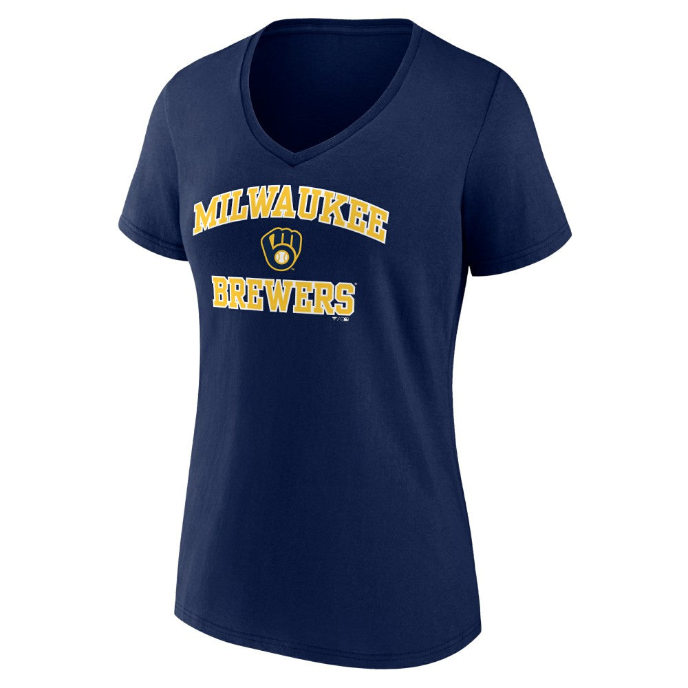 Milwaukee Brewers Women's Heart and Soul V-Neck T-Shirt - Navy T-shirts