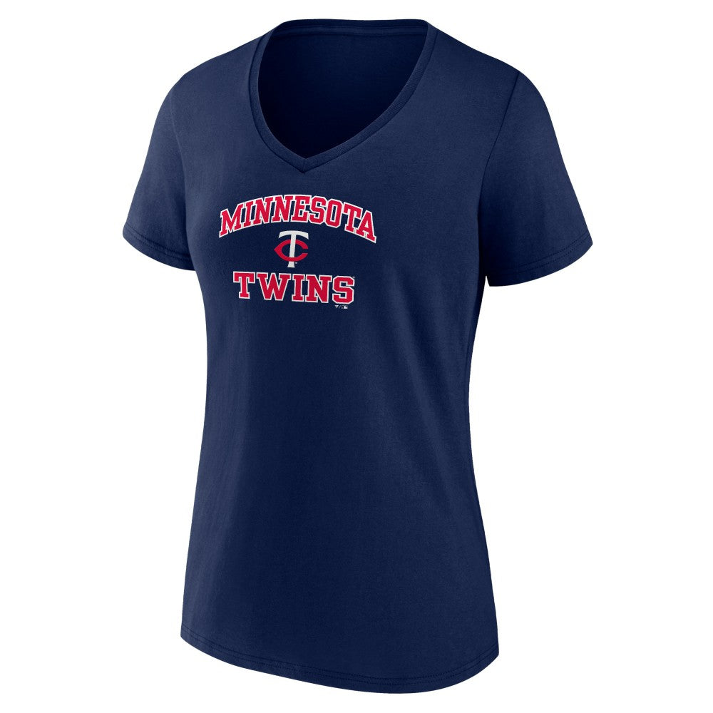 Minnesota Twins Women's Heart and Soul V-Neck T-Shirt - Navy T-shirts