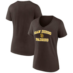 San Diego Padres Women's Heart and Soul V-Neck T-Shirt - Brown T-shirts