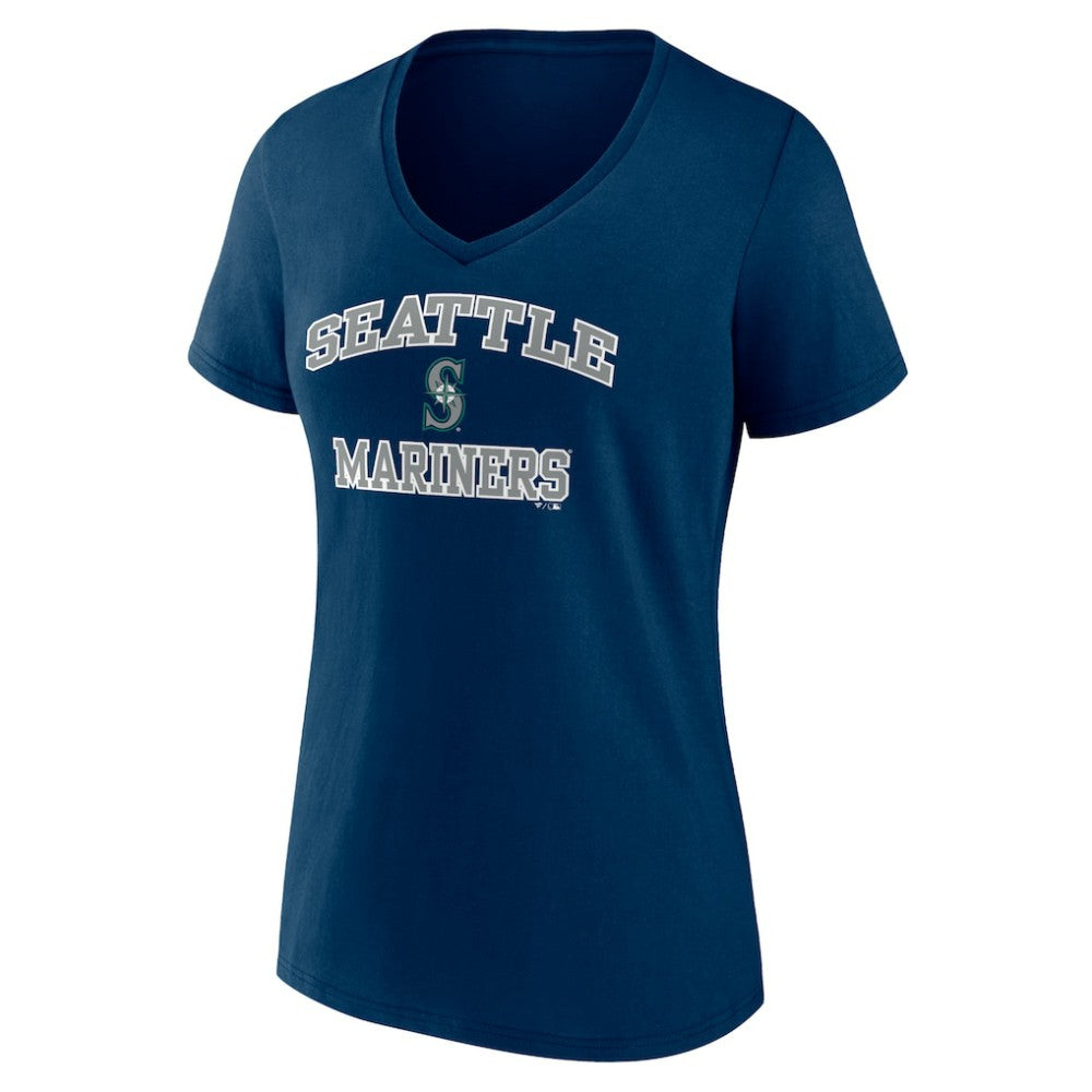 Seattle Mariners Women's Heart and Soul V-Neck T-Shirt - Navy T-shirts