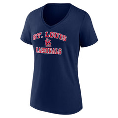 St. Louis Cardinals Women's Heart and Soul V-Neck T-Shirt - Navy T-shirts