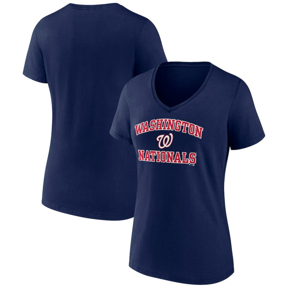 Washington Nationals Women's Heart and Soul V-Neck T-Shirt - Navy T-shirts