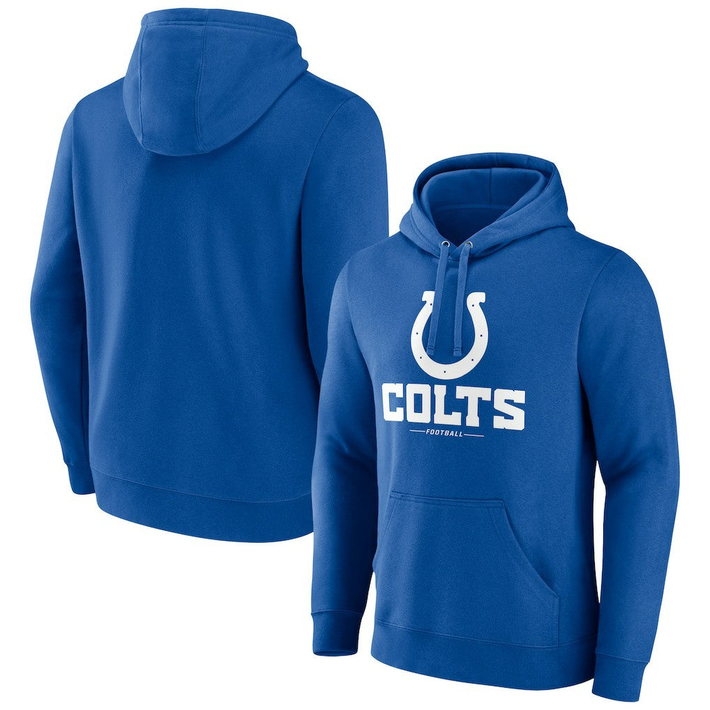 Indianapolis Colts Logo Team Lockup Fitted Pullover Hoodie - Royal Hoodies