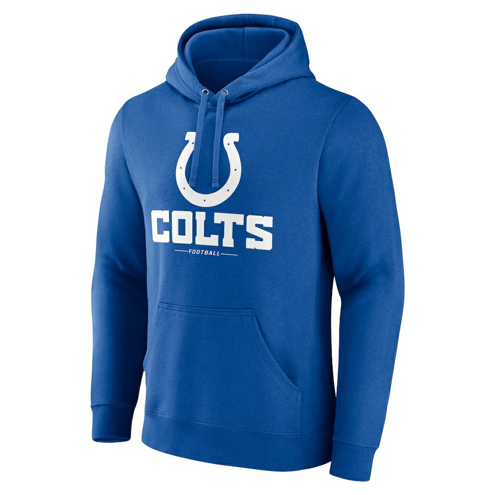 Indianapolis Colts Logo Team Lockup Fitted Pullover Hoodie - Royal Hoodies