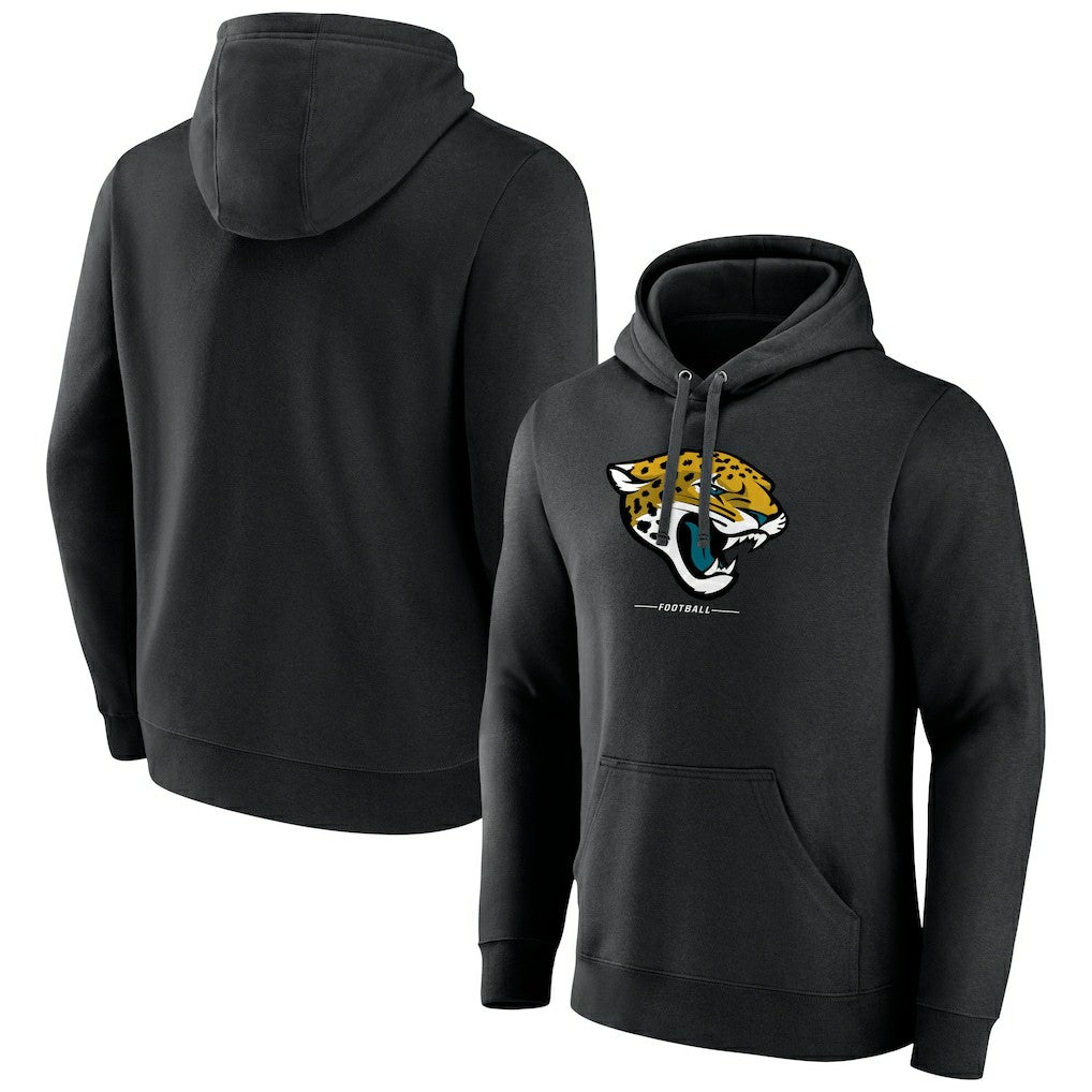 Jacksonville Jaguars Logo Team Lockup Fitted Pullover Hoodie - Black Hoodies