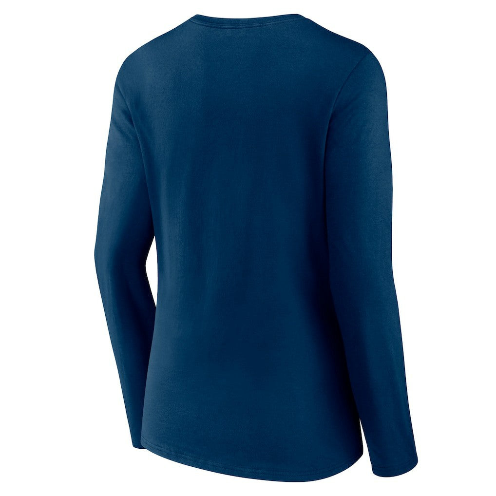 Chicago Bears Women's Logo Team Lockup Long Sleeve V-Neck T-Shirt - Navy T-shirts