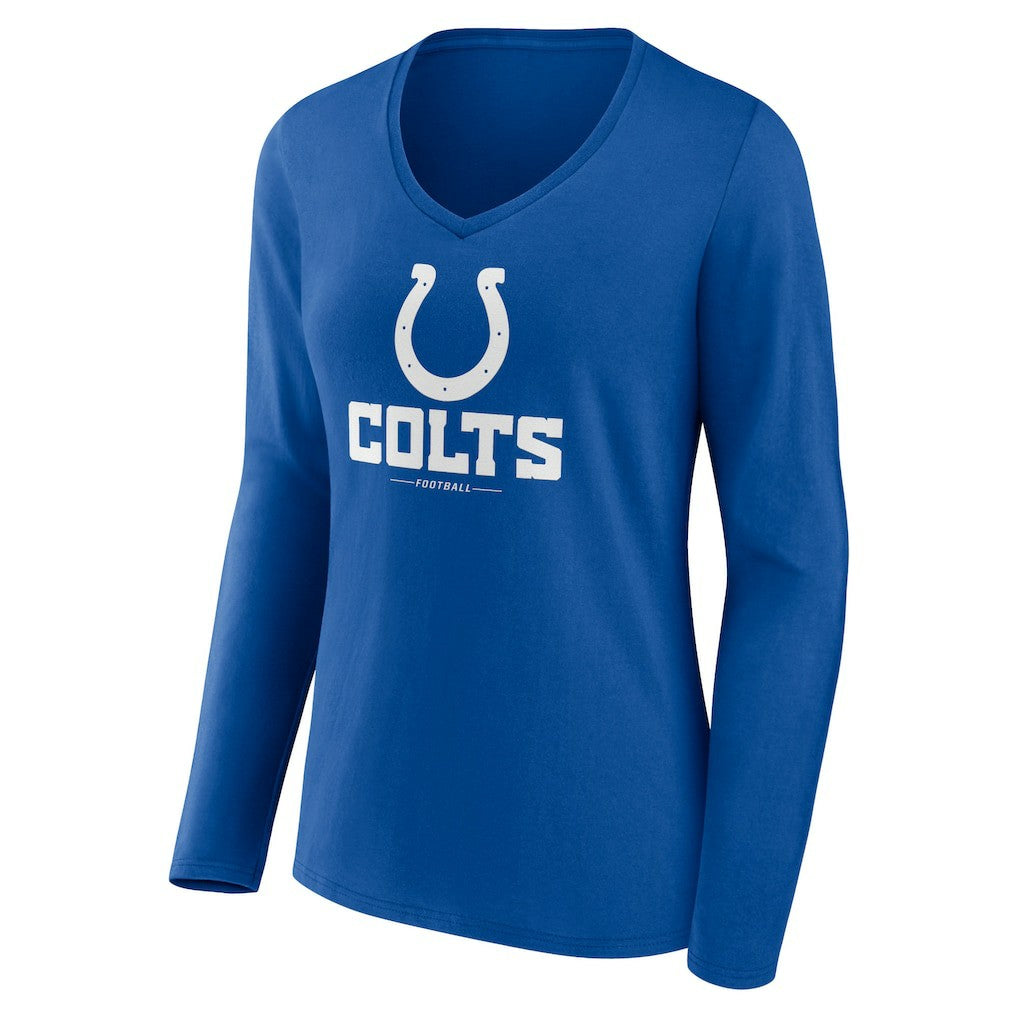 Indianapolis Colts Women's Logo Team Lockup Long Sleeve V-Neck T-Shirt - Royal T-shirts