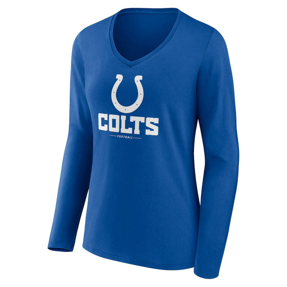 Indianapolis Colts Women's Logo Team Lockup Long Sleeve V-Neck T-Shirt - Royal T-shirts