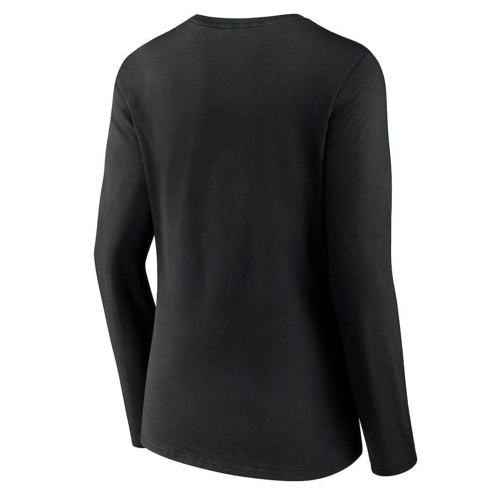 New Orleans Saints Women's Logo Team Lockup Long Sleeve V-Neck T-Shirt - Black T-shirts