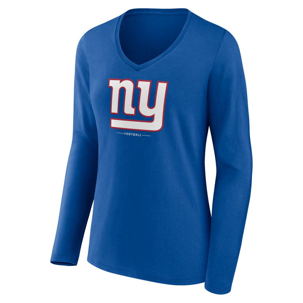 New York Giants Women's Logo Team Lockup Long Sleeve V-Neck T-Shirt - Royal T-shirts