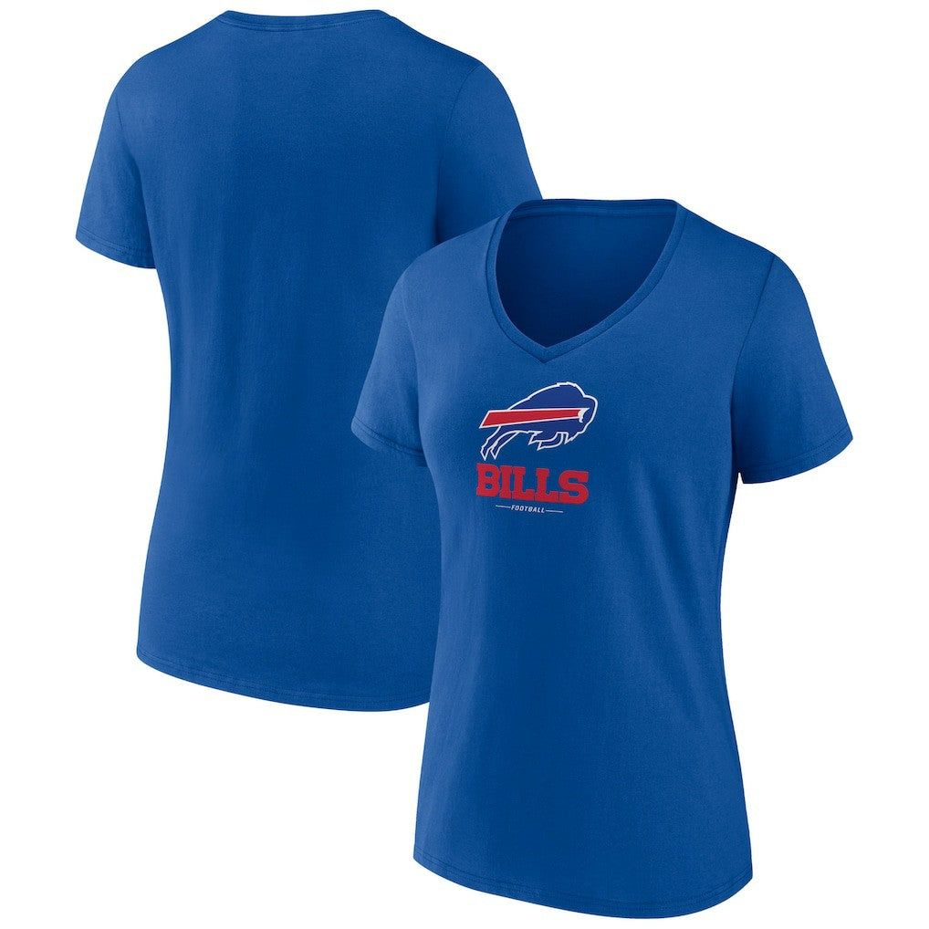 Buffalo Bills Women's Logo Team Lockup V-Neck T-Shirt - Royal T-shirts