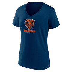 Chicago Bears Women's Logo Team Lockup V-Neck T-Shirt - Navy T-shirts