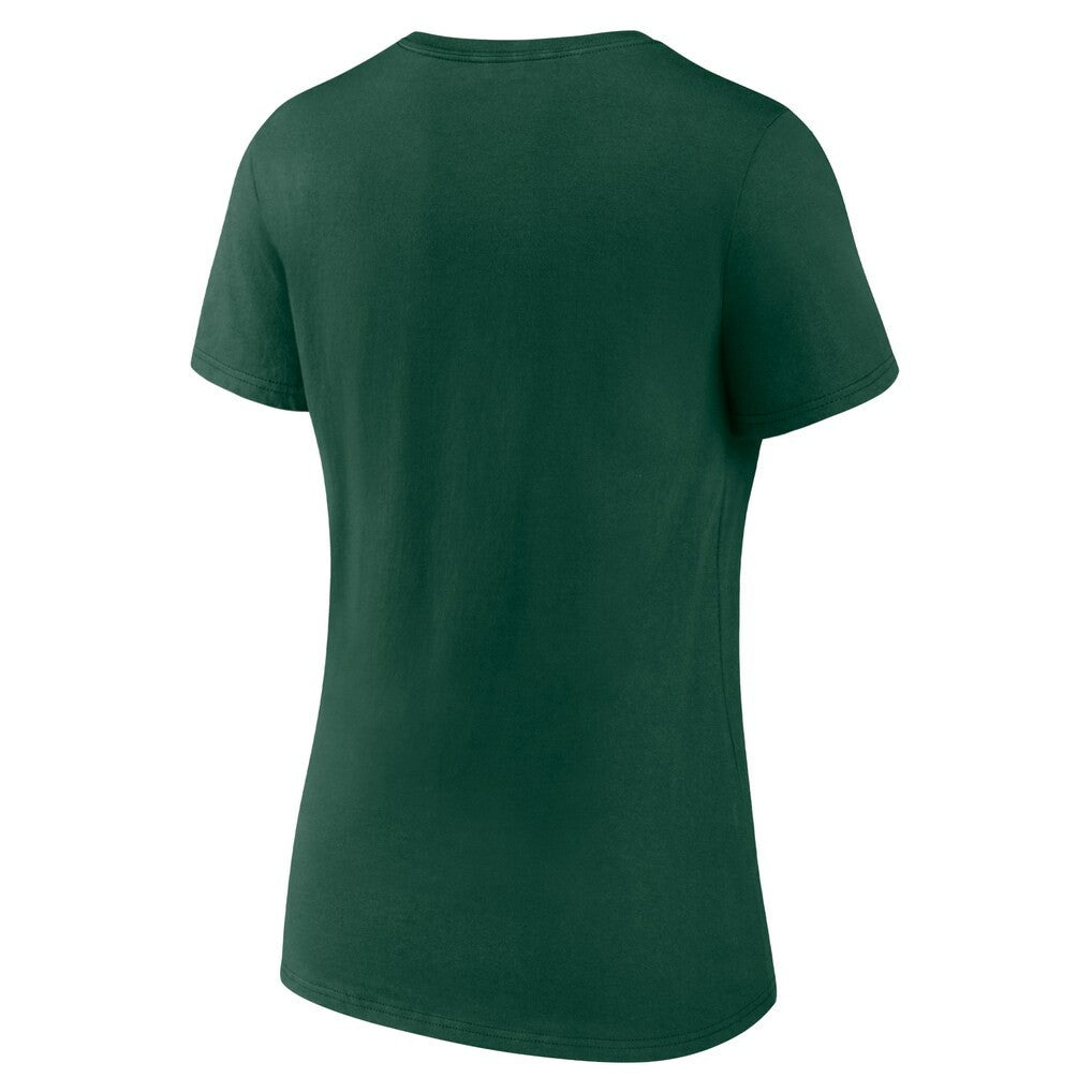 Green Bay Packers Women's Logo Team Lockup V-Neck T-Shirt - Green T-shirts