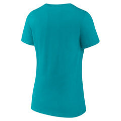 Miami Dolphins Women's Logo Team Lockup V-Neck T-Shirt - Aqua T-shirts