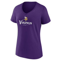 Minnesota Vikings Women's Logo Team Lockup V-Neck T-Shirt - Purple T-shirts