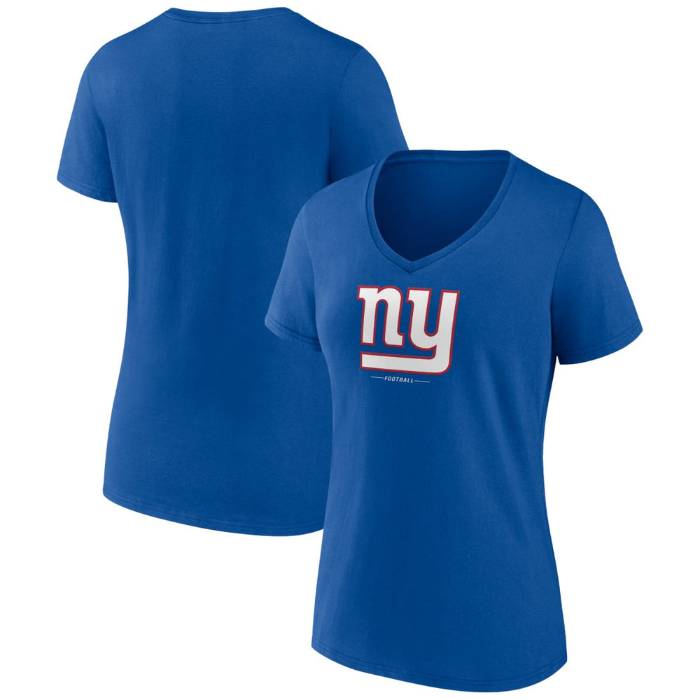 New York Giants Women's Logo Team Lockup V-Neck T-Shirt - Royal T-shirts