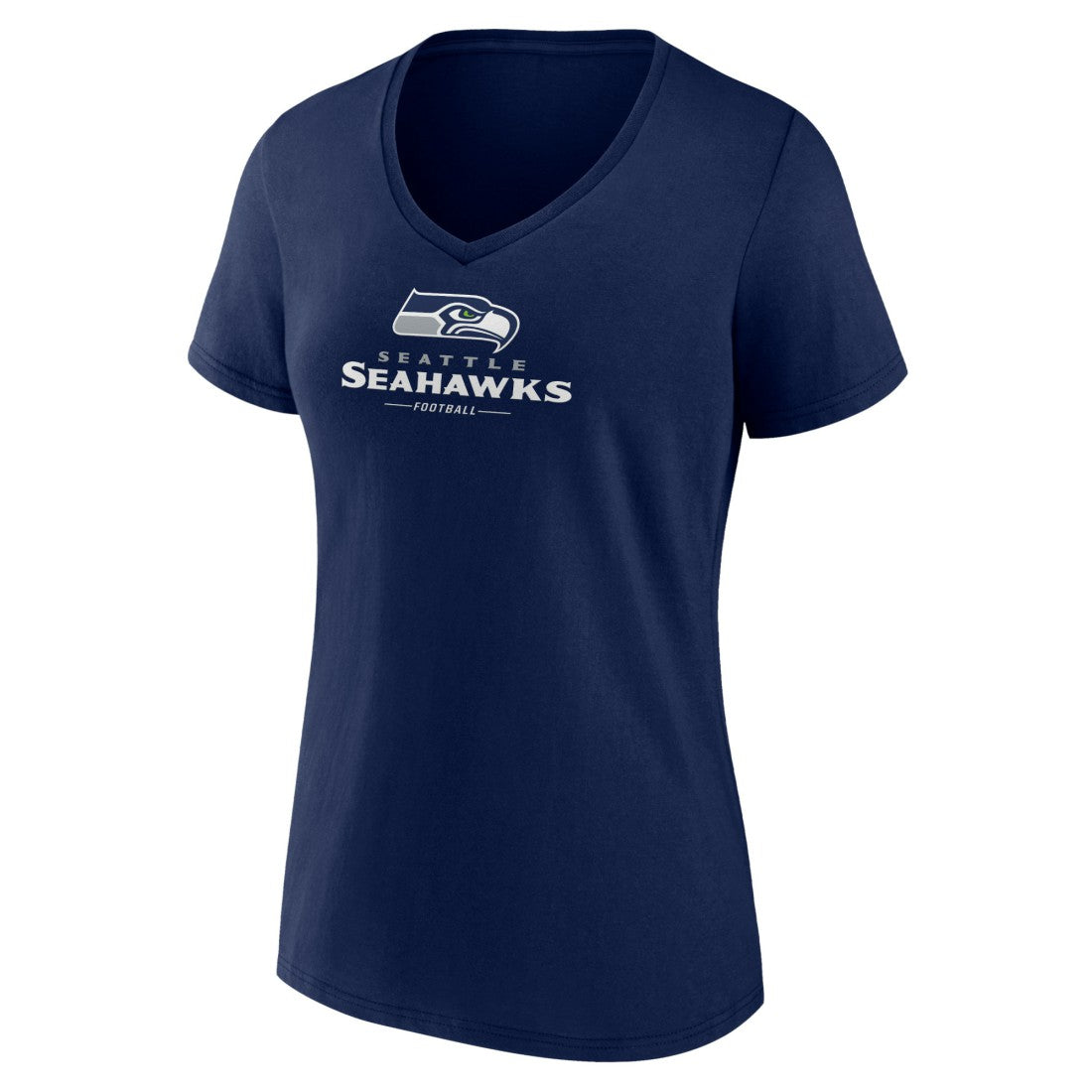 Seattle Seahawks Women's Logo Team Lockup V-Neck T-Shirt - College Navy T-shirts