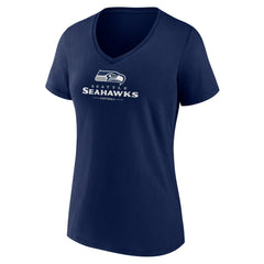 Seattle Seahawks Women's Logo Team Lockup V-Neck T-Shirt - College Navy T-shirts
