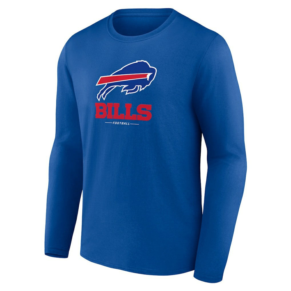 Buffalo Bills Logo Team Lockup Long Sleeve T-Shirt - Royal T-shirts