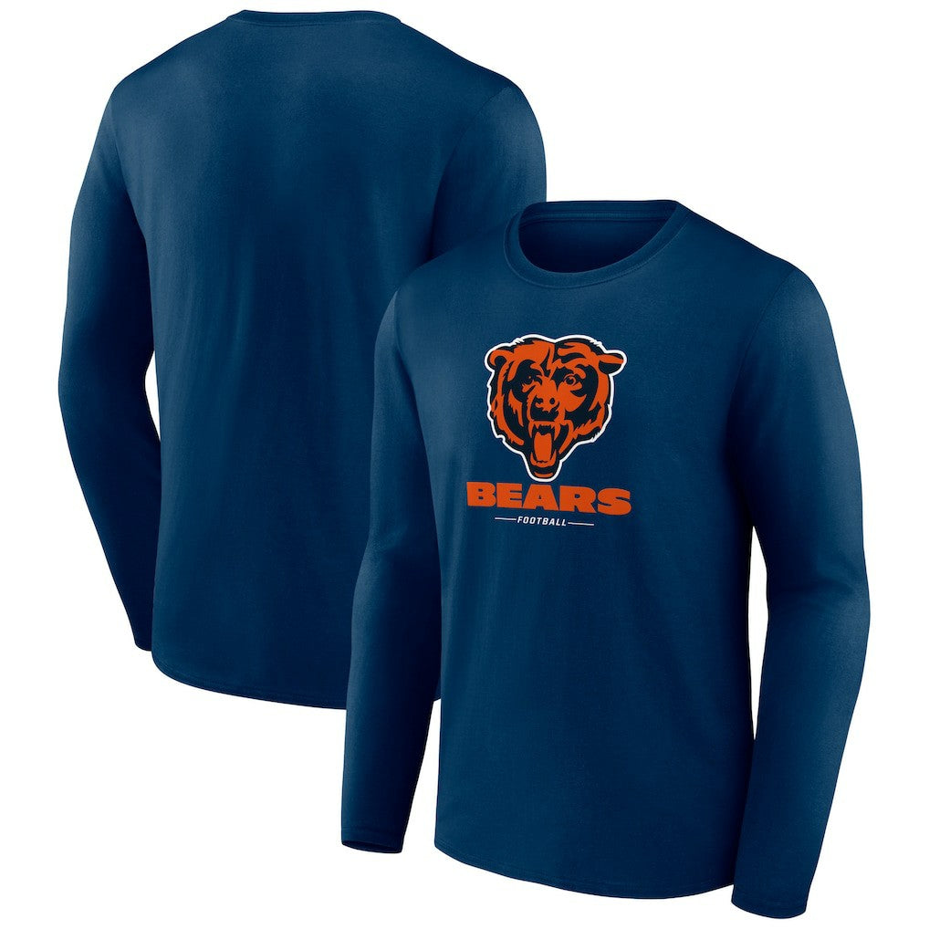 Chicago Bears Logo Team Lockup Long Sleeve T-Shirt - Navy T-shirts