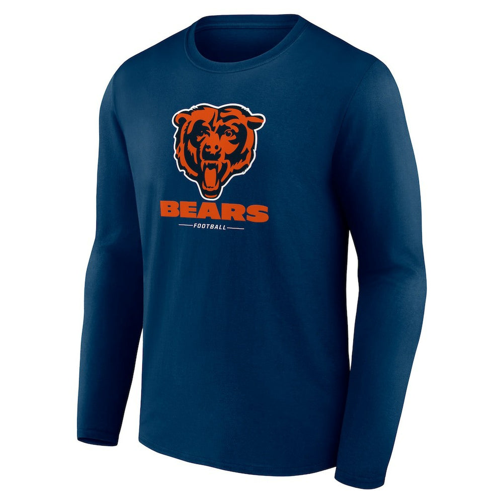 Chicago Bears Logo Team Lockup Long Sleeve T-Shirt - Navy T-shirts