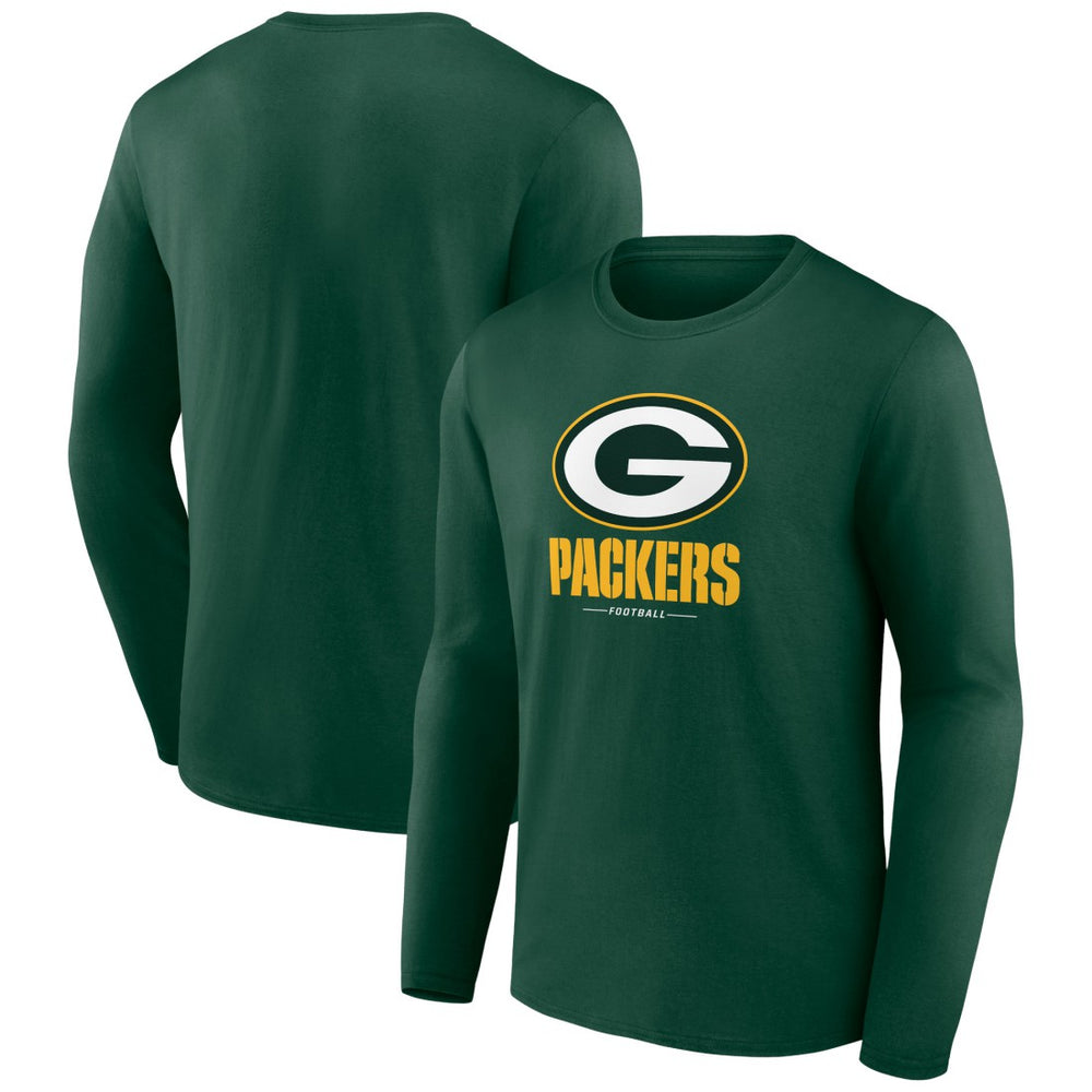Green Bay Packers Logo Team Lockup Long Sleeve T-Shirt - Green T-shirts