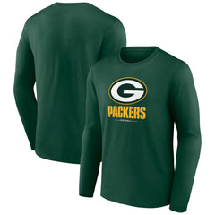 Green Bay Packers Logo Team Lockup Long Sleeve T-Shirt - Green T-shirts