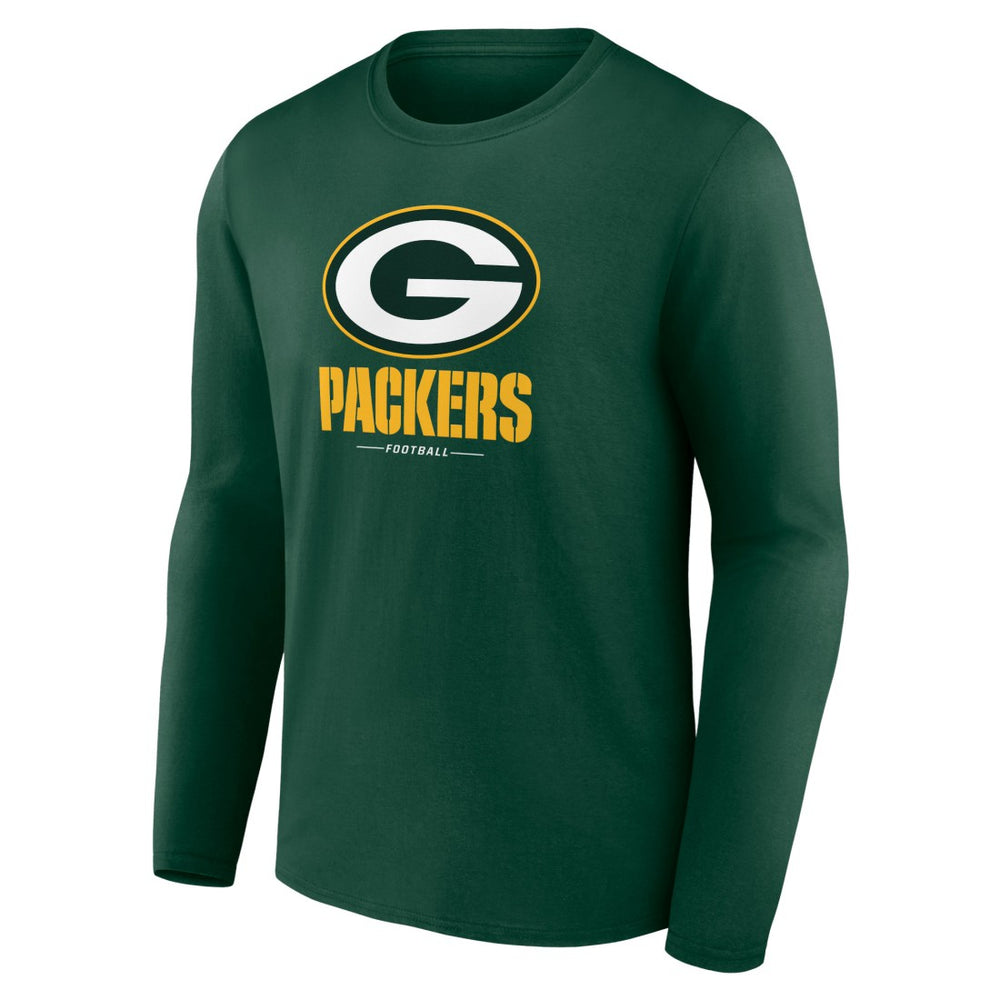 Green Bay Packers Logo Team Lockup Long Sleeve T-Shirt - Green T-shirts