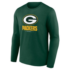 Green Bay Packers Logo Team Lockup Long Sleeve T-Shirt - Green T-shirts