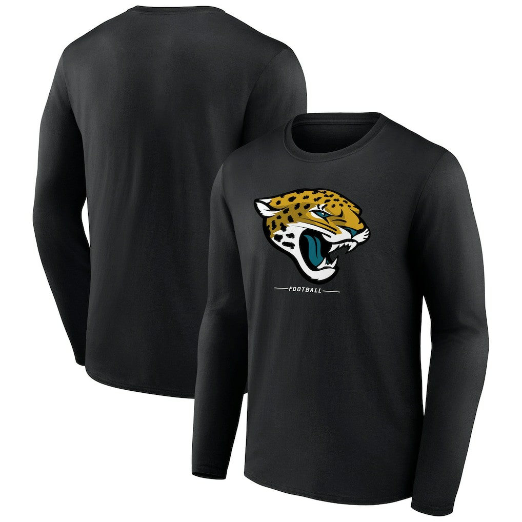 Jacksonville Jaguars Logo Team Lockup Long Sleeve T-Shirt - Black T-shirts