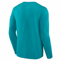 Miami Dolphins Logo Team Lockup Long Sleeve T-Shirt - Aqua T-shirts