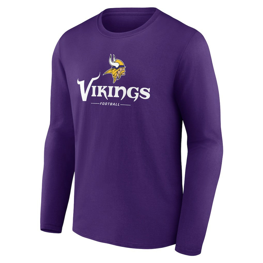 Minnesota Vikings Logo Team Lockup Long Sleeve T-Shirt - Purple T-shirts