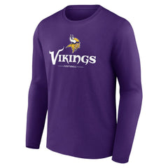 Minnesota Vikings Logo Team Lockup Long Sleeve T-Shirt - Purple T-shirts