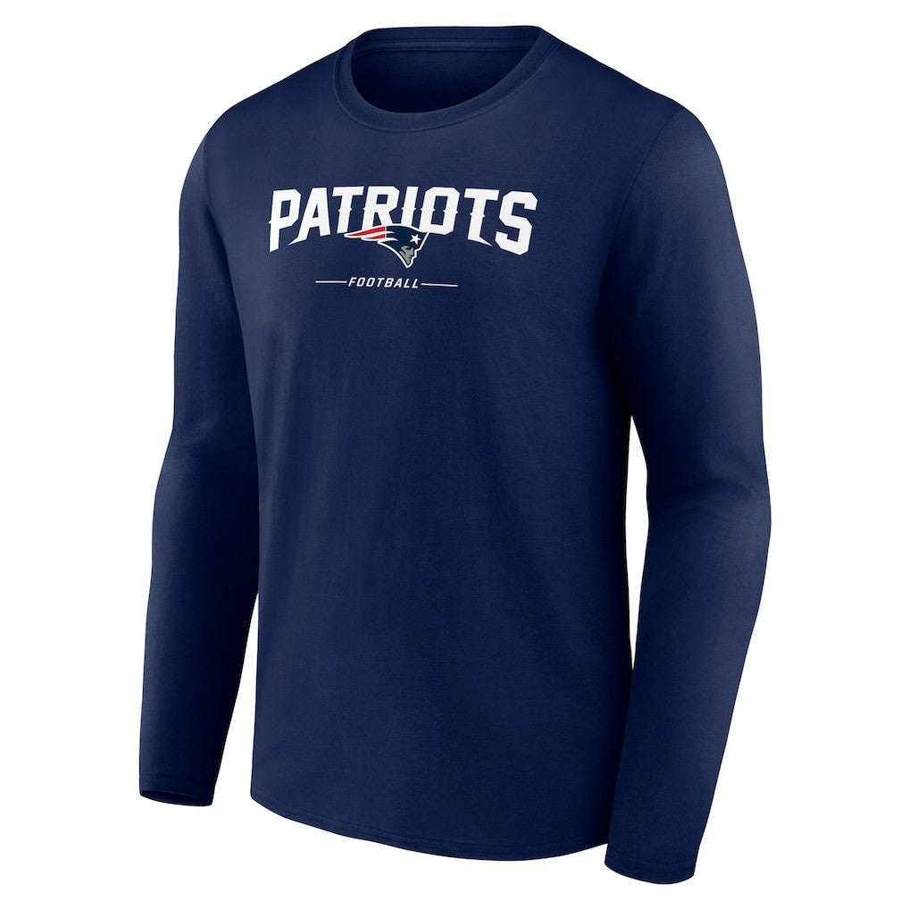 New England Patriots Logo Team Lockup Long Sleeve T-Shirt - Navy T-shirts