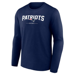 New England Patriots Logo Team Lockup Long Sleeve T-Shirt - Navy T-shirts