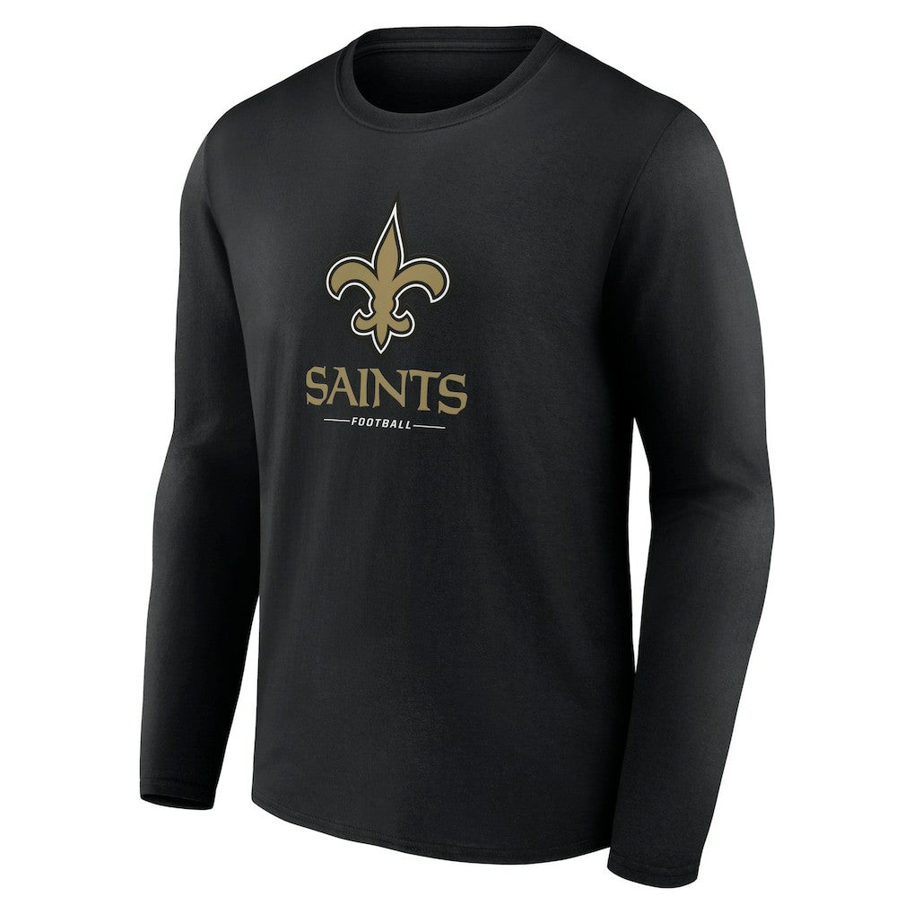 New Orleans Saints Logo Team Lockup Long Sleeve T-Shirt - Black T-shirts