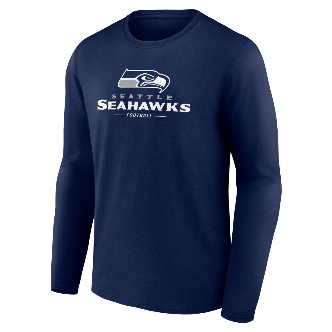 Seattle Seahawks Logo Team Lockup Long Sleeve T-Shirt - College Navy T-shirts