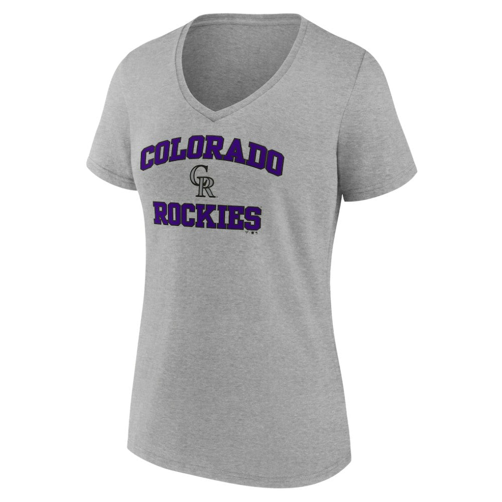 Colorado Rockies Women's Heart and Soul V-Neck T-Shirt - Gray T-shirts