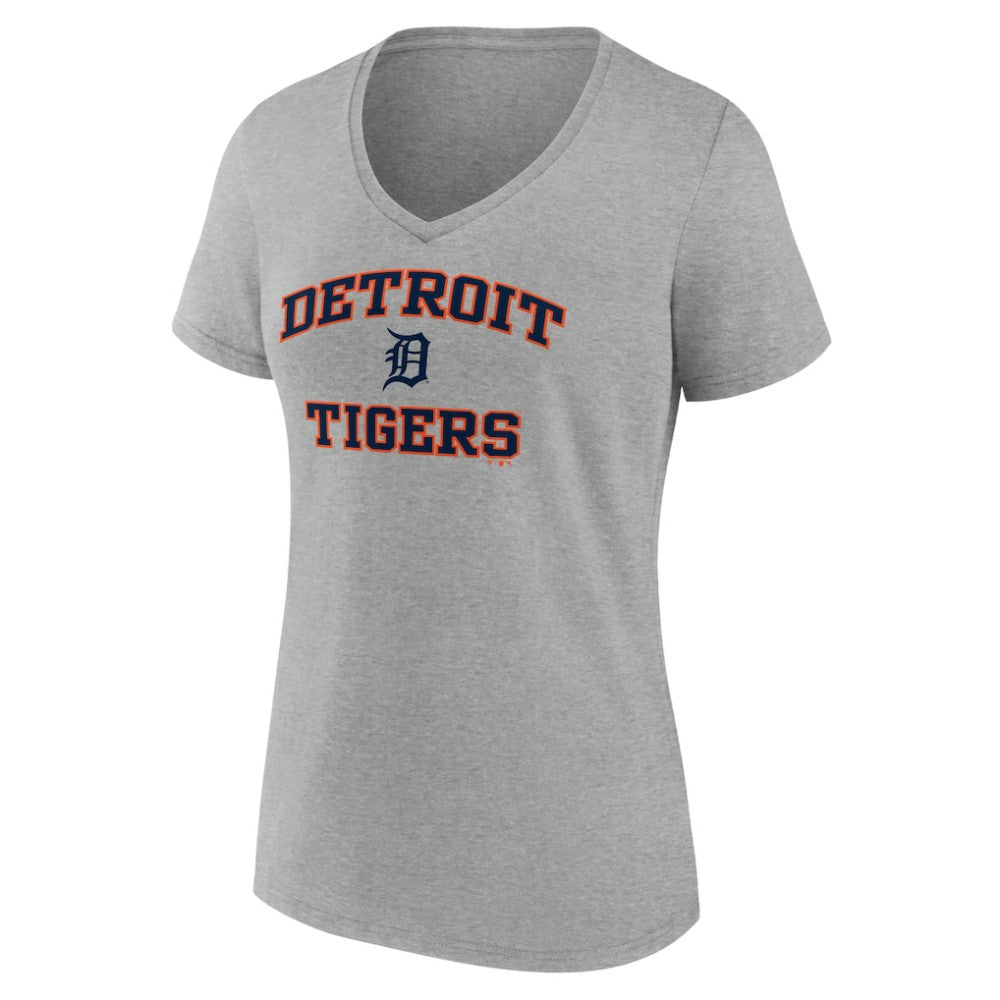 Detroit Tigers Women's Heart and Soul V-Neck T-Shirt - Gray T-shirts