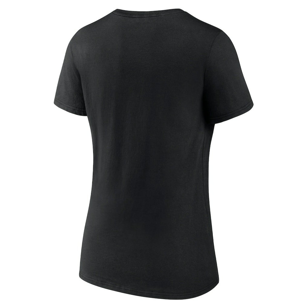 Carolina Panthers Women's Logo Team Lockup V-Neck T-Shirt - Black T-shirts