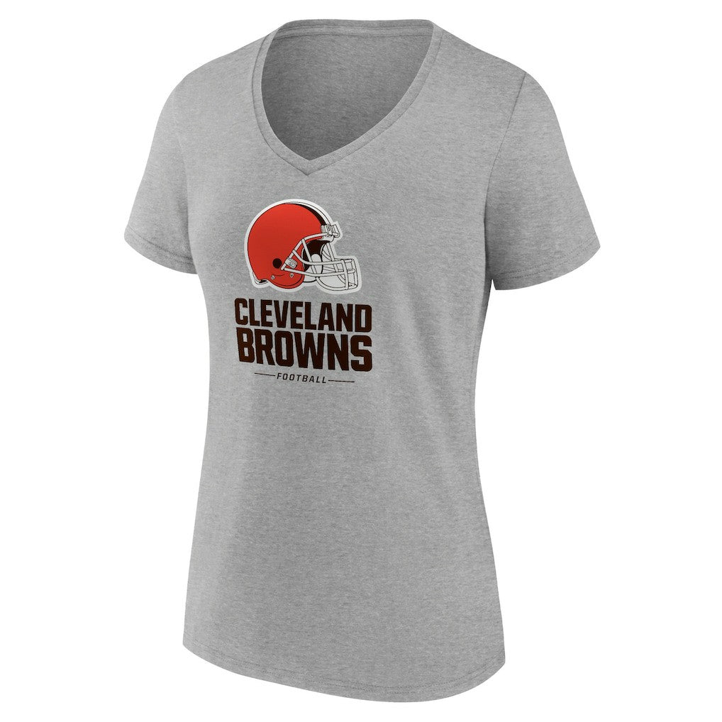 Cleveland Browns Women's Logo Team Lockup V-Neck T-Shirt - Gray T-shirts