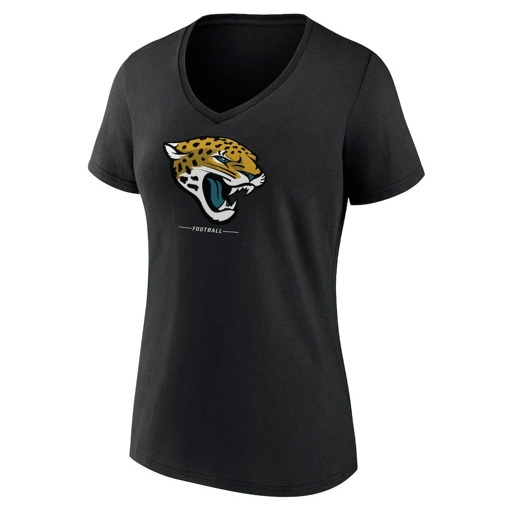 Jacksonville Jaguars Women's Logo Team Lockup V-Neck T-Shirt - Black T-shirts