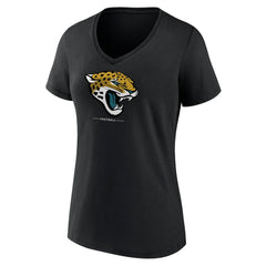 Jacksonville Jaguars Women's Logo Team Lockup V-Neck T-Shirt - Black T-shirts