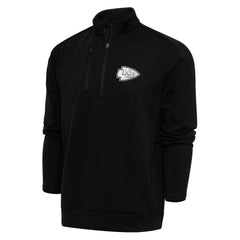 Kansas City Chiefs Antigua Metallic Logo Generation Quarter-Zip Pullover Top - Black Pullover